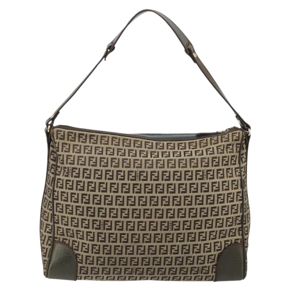Fendi Zucchino Shoulder Bag Beige